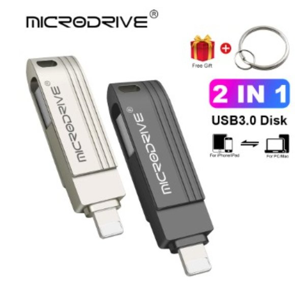 64GB USB Flash Drive 3.0 Memory Stick 2 in 1 USB-A to Lightning NIB - Picture 3 of 5